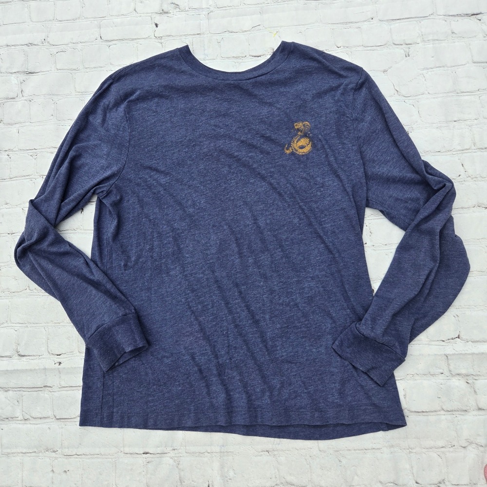 True Craft Mens Blue Heathered Long Sleeve Cobra Graphic Tee Shirt Size M